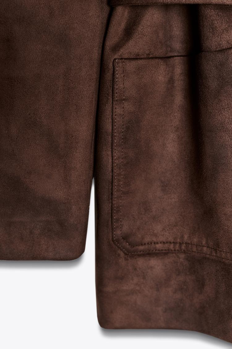 Suede Effect Belted Jacket