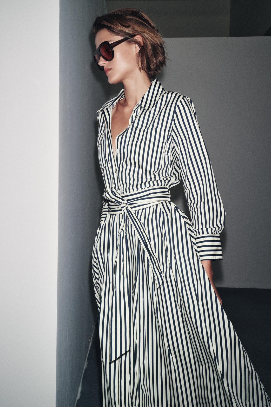 Autumn Striped Shirt Dress