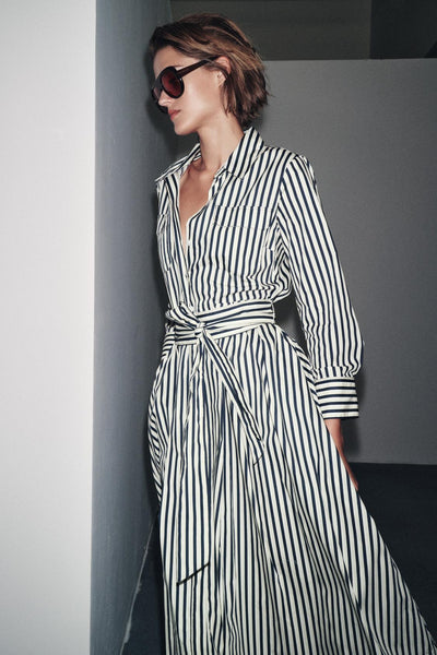 Autumn Striped Shirt Dress