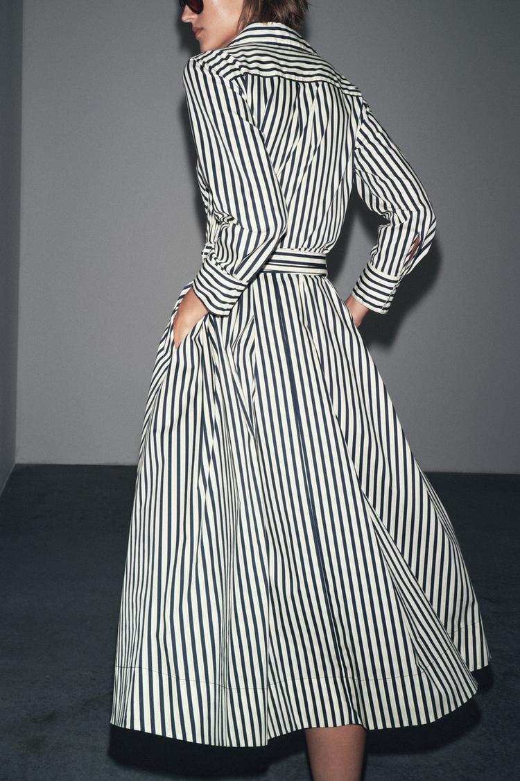 Autumn Striped Shirt Dress