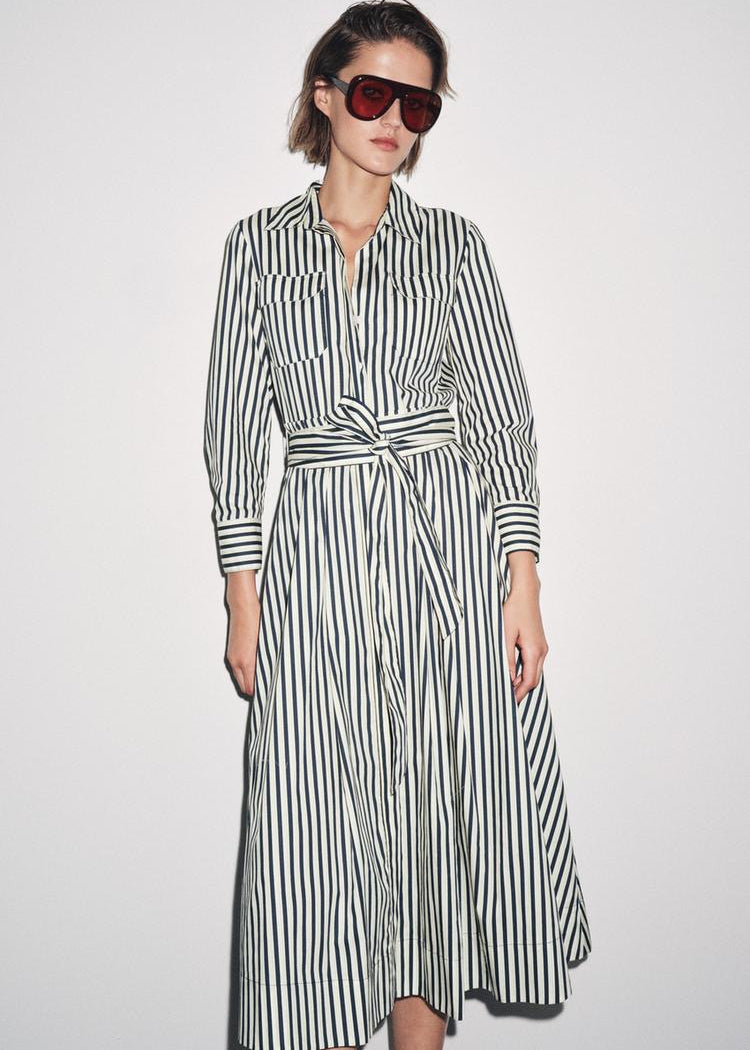 Autumn Striped Shirt Dress