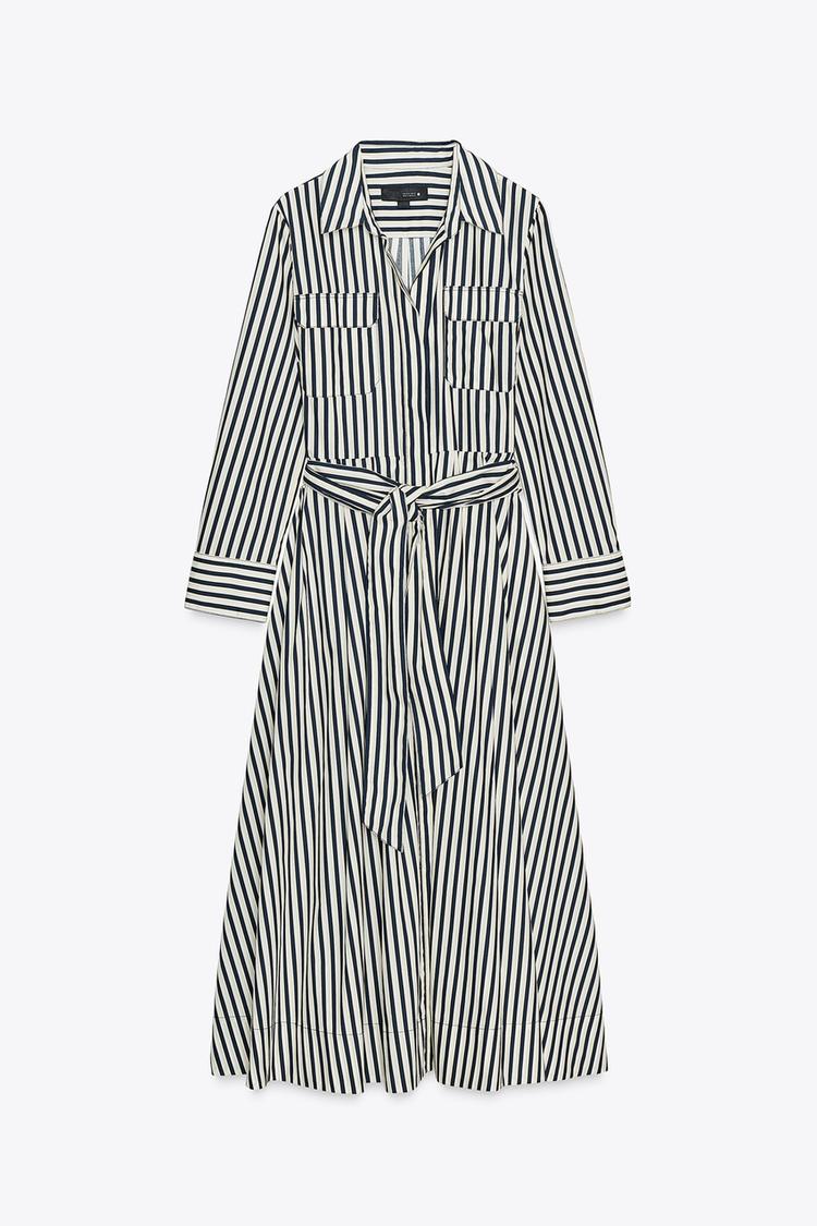 Autumn Striped Shirt Dress