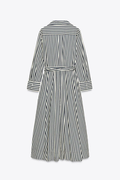Autumn Striped Shirt Dress