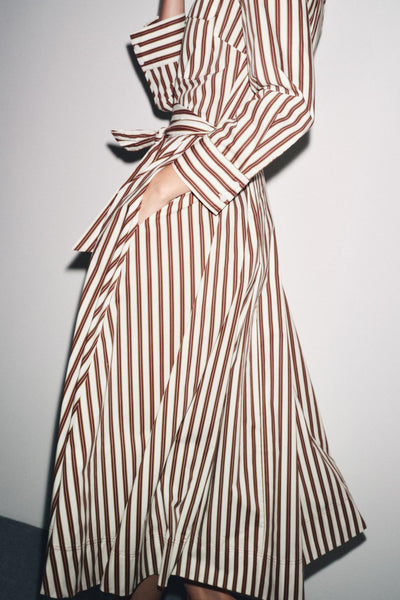 Autumn Striped Shirt Dress