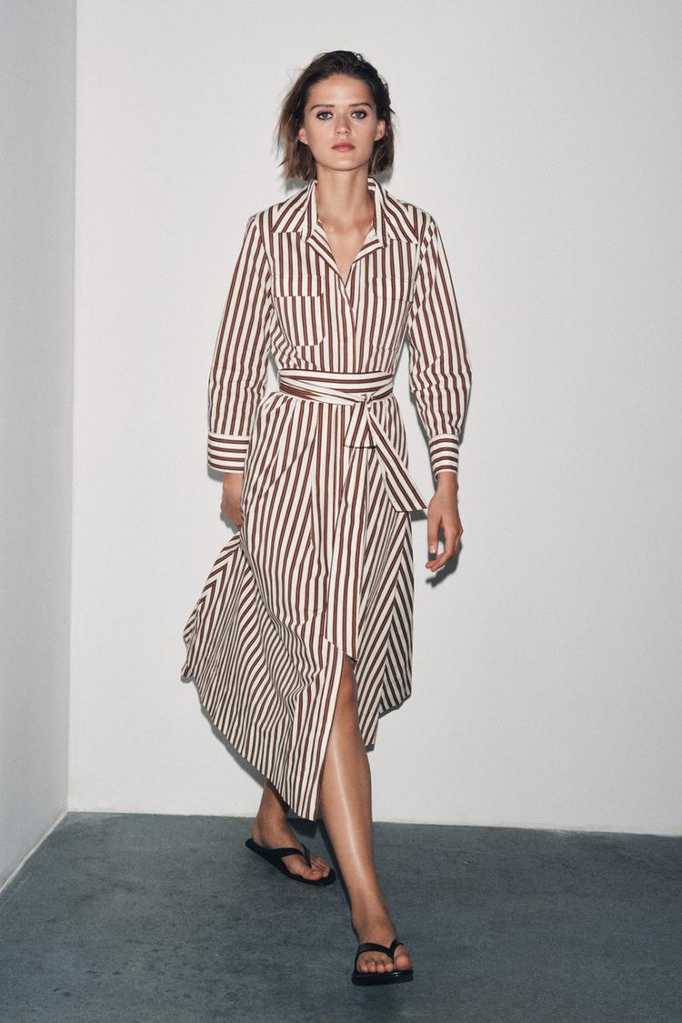 Autumn Striped Shirt Dress