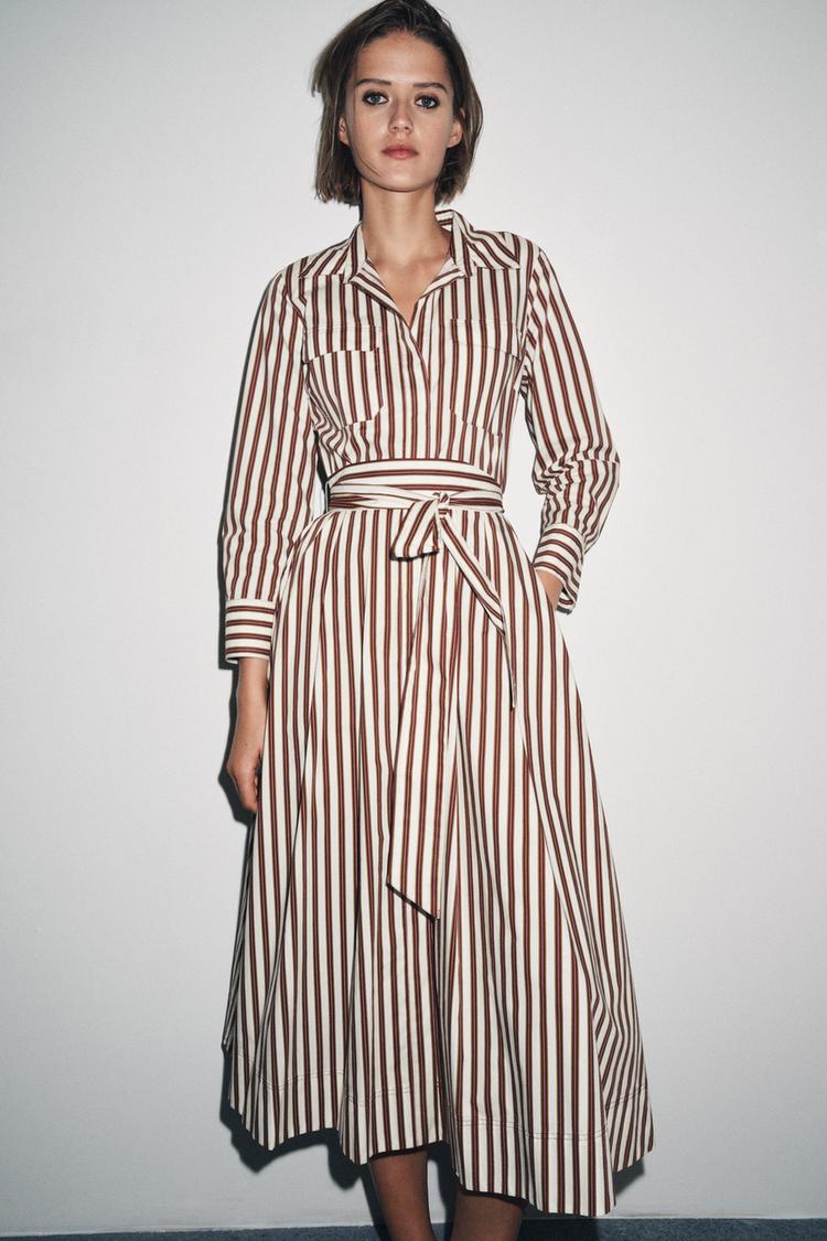 Autumn Striped Shirt Dress