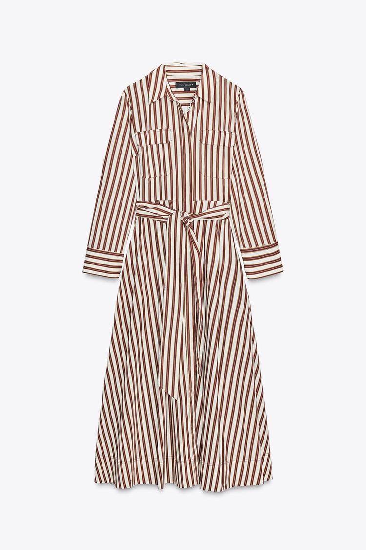 Autumn Striped Shirt Dress
