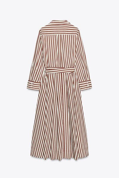 Autumn Striped Shirt Dress