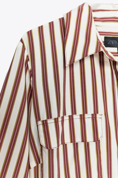 Autumn Striped Shirt Dress