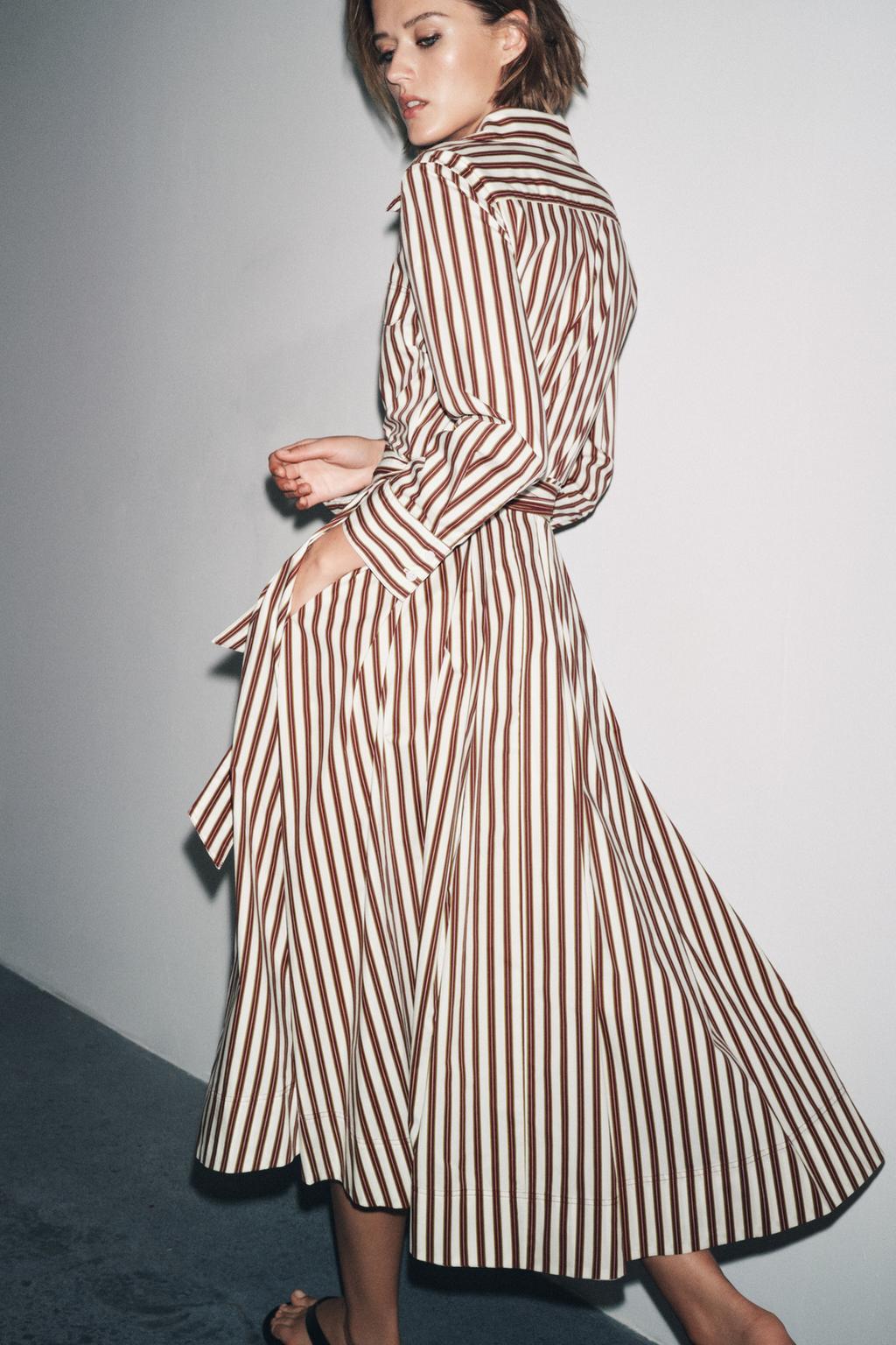 Autumn Striped Shirt Dress