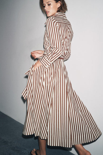 Autumn Striped Shirt Dress