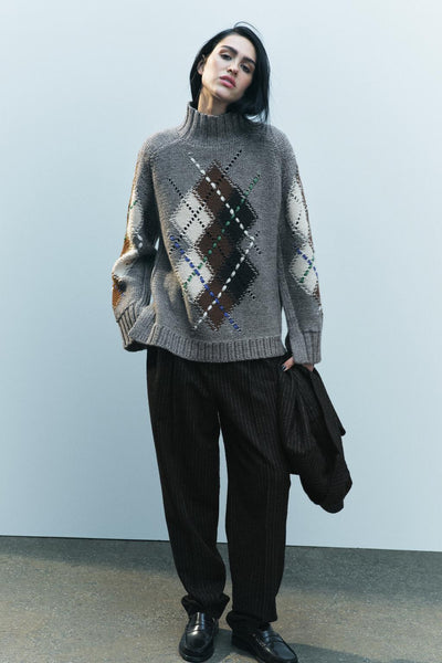 DIAMOND KNIT SWEATER