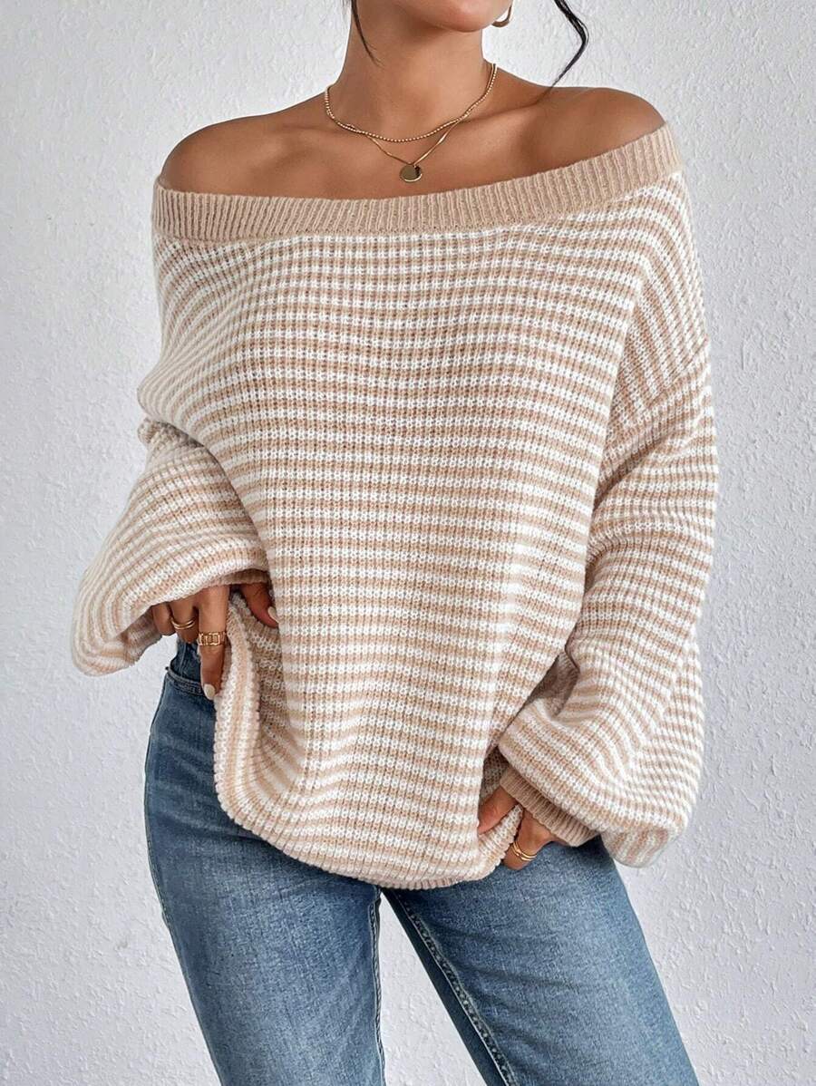 Elyra Striped Off-Shoulder Sweater