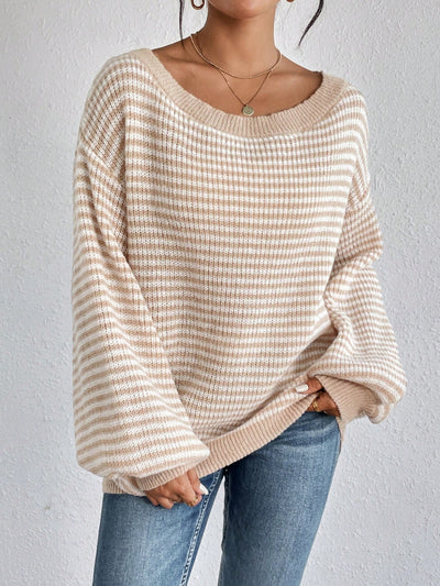 Elyra Striped Off-Shoulder Sweater