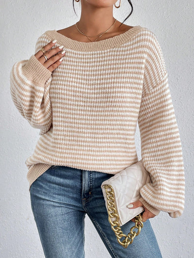 Elyra Striped Off-Shoulder Sweater