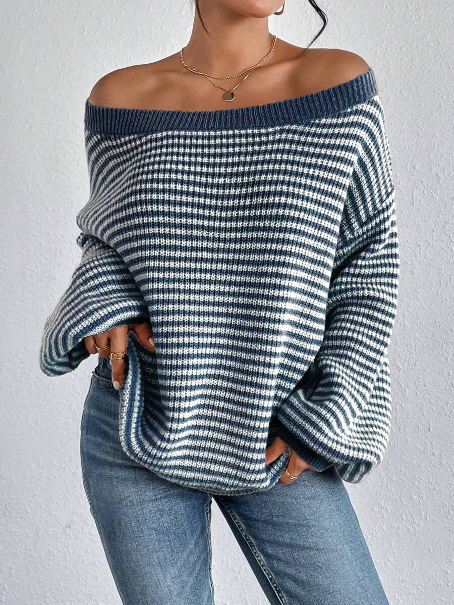Elyra Striped Off-Shoulder Sweater