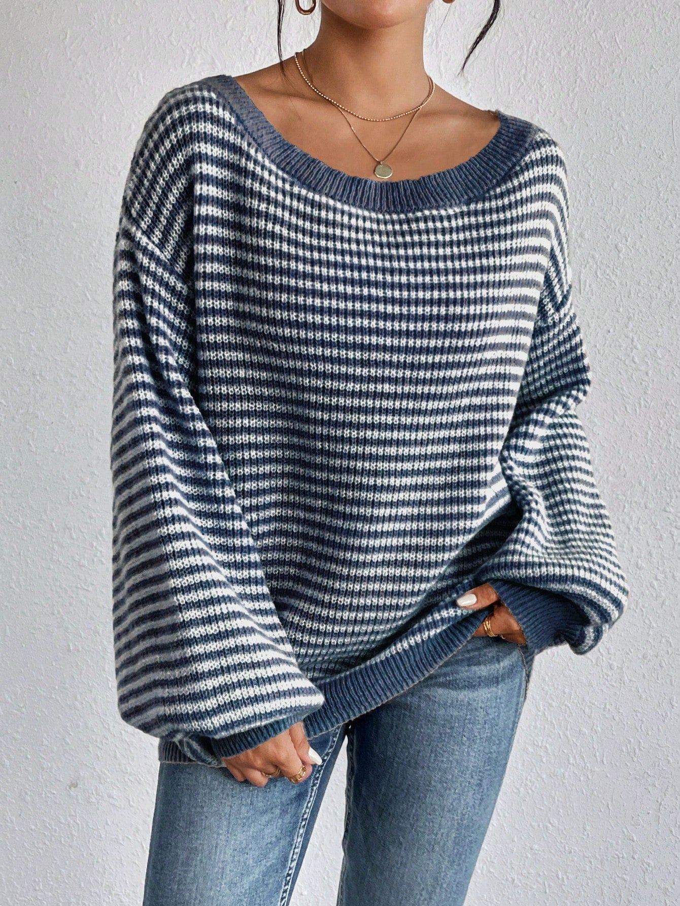 Elyra Striped Off-Shoulder Sweater