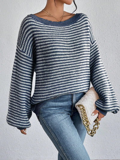 Elyra Striped Off-Shoulder Sweater