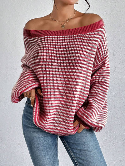 Elyra Striped Off-Shoulder Sweater