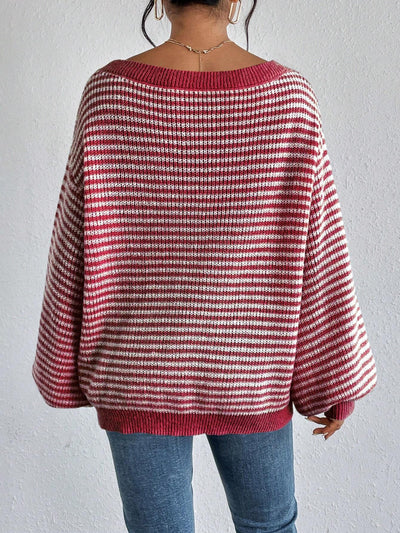 Elyra Striped Off-Shoulder Sweater
