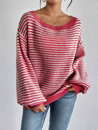 Elyra Striped Off-Shoulder Sweater