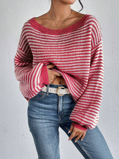 Elyra Striped Off-Shoulder Sweater