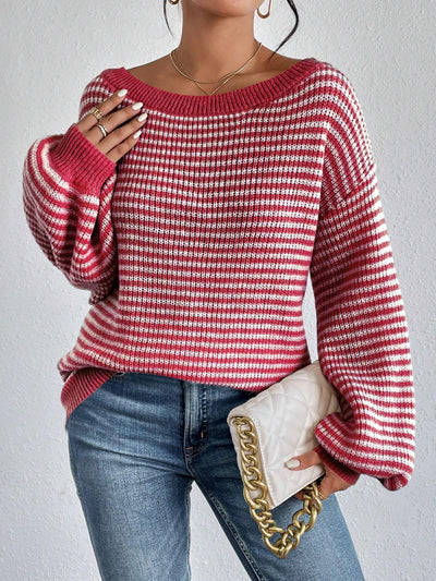 Elyra Striped Off-Shoulder Sweater