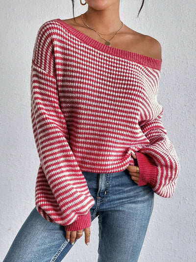 Elyra Striped Off-Shoulder Sweater