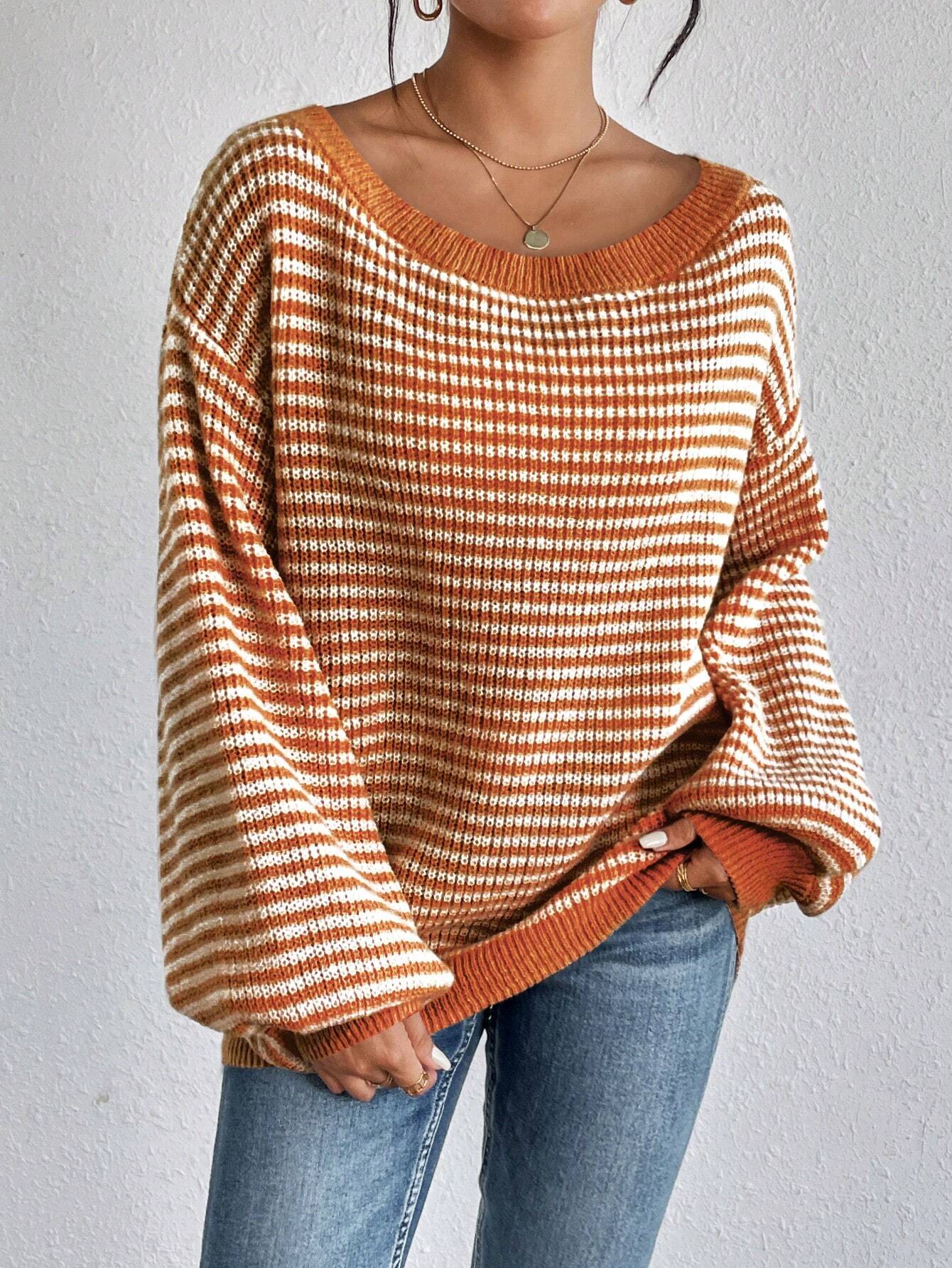 Elyra Striped Off-Shoulder Sweater