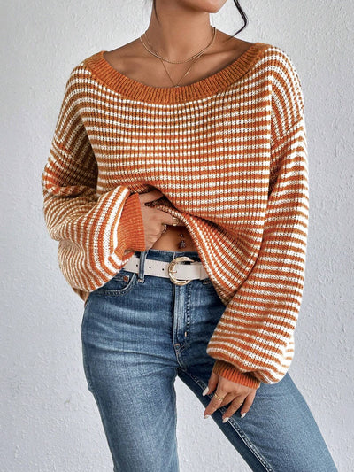 Elyra Striped Off-Shoulder Sweater