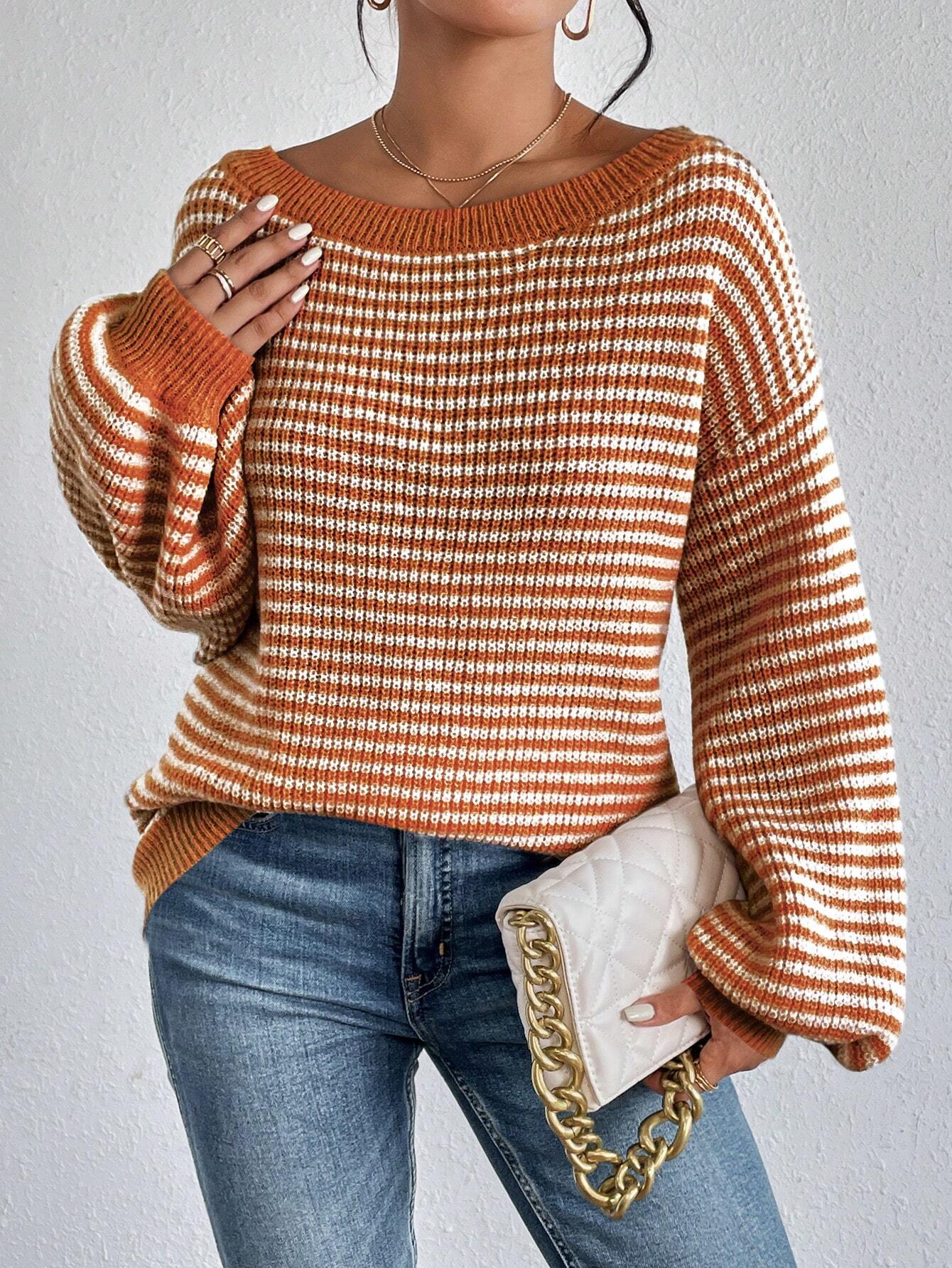 Elyra Striped Off-Shoulder Sweater