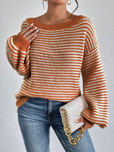 Elyra Striped Off-Shoulder Sweater