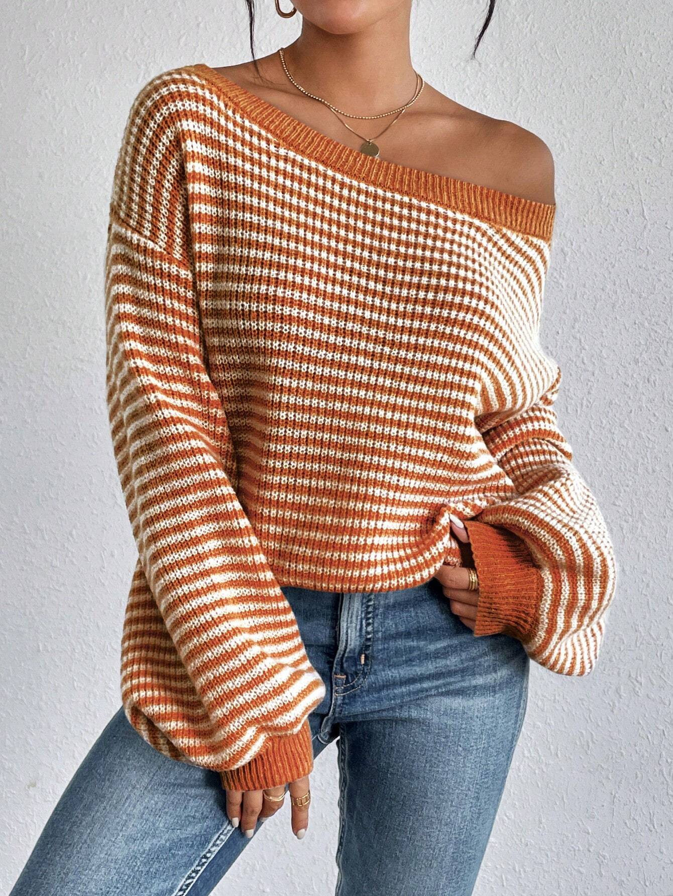 Elyra Striped Off-Shoulder Sweater