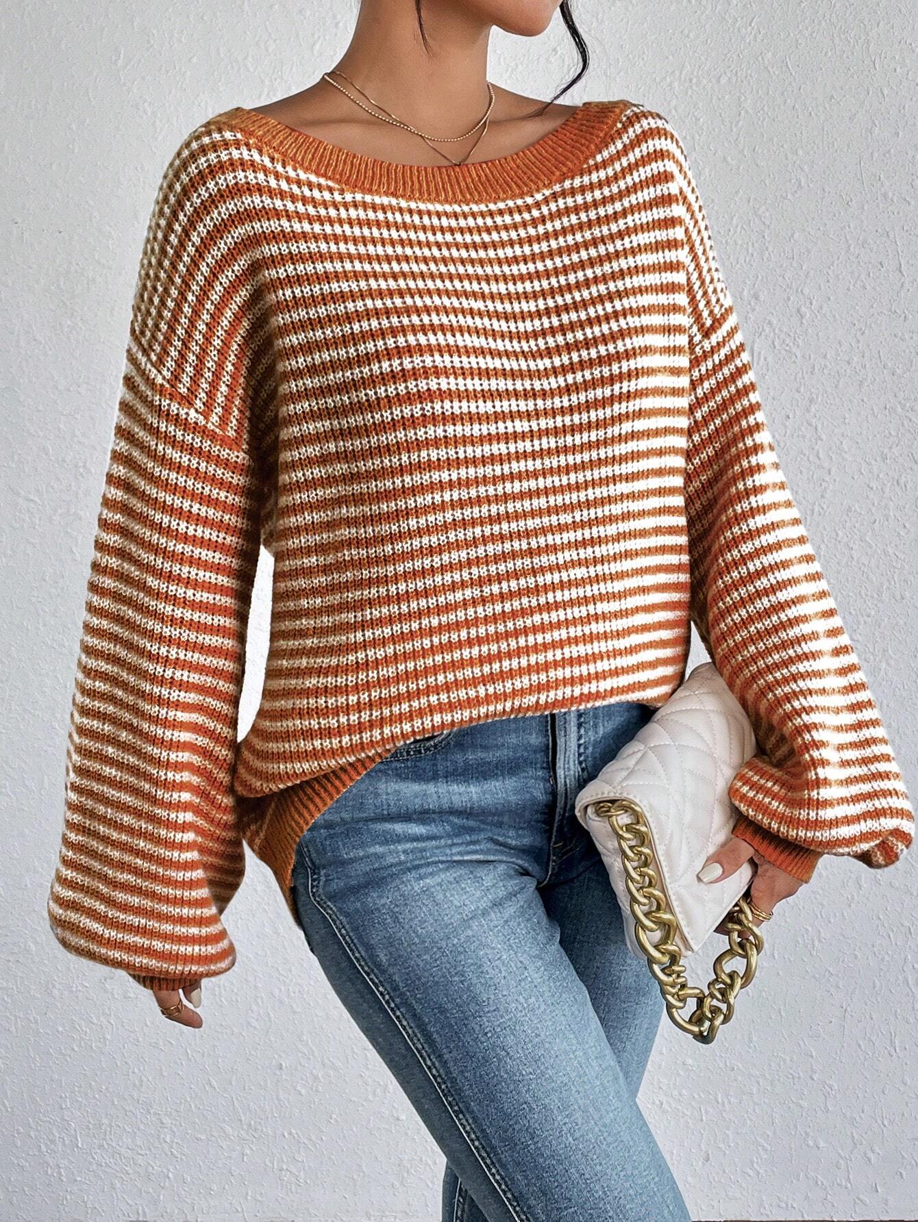 Elyra Striped Off-Shoulder Sweater