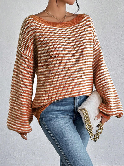 Elyra Striped Off-Shoulder Sweater