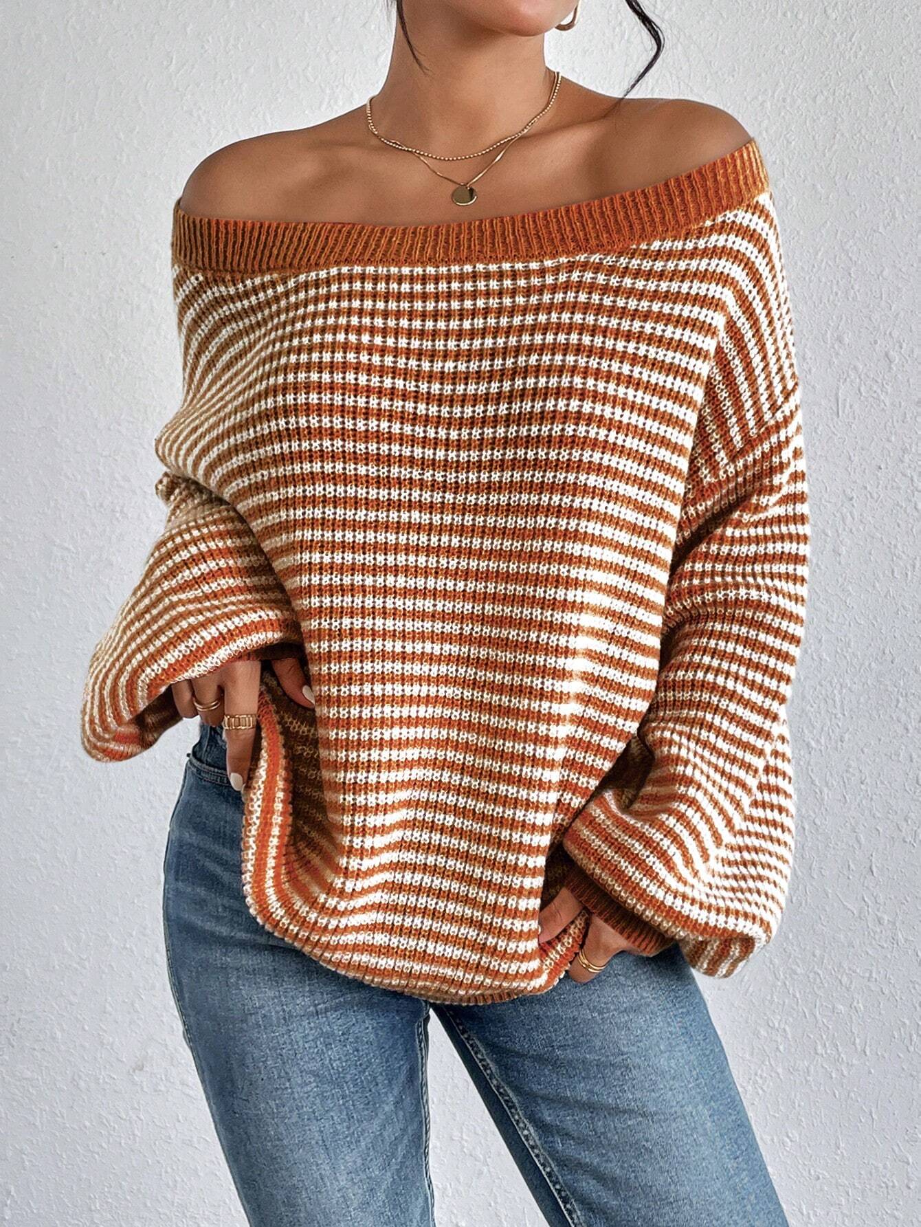 Elyra Striped Off-Shoulder Sweater