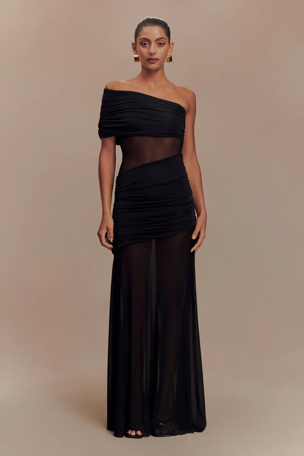 Dallas One Shoulder Mesh Maxi Dress