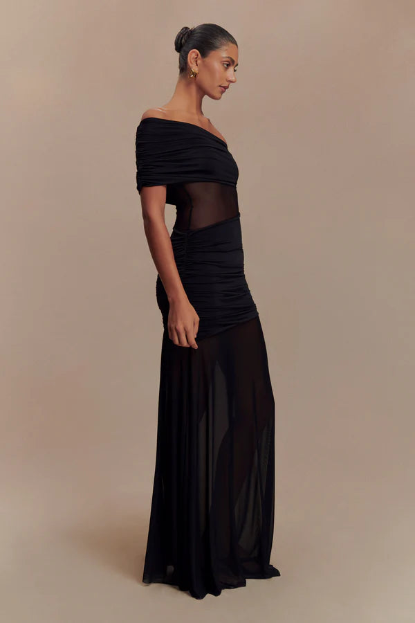 Dallas One Shoulder Mesh Maxi Dress