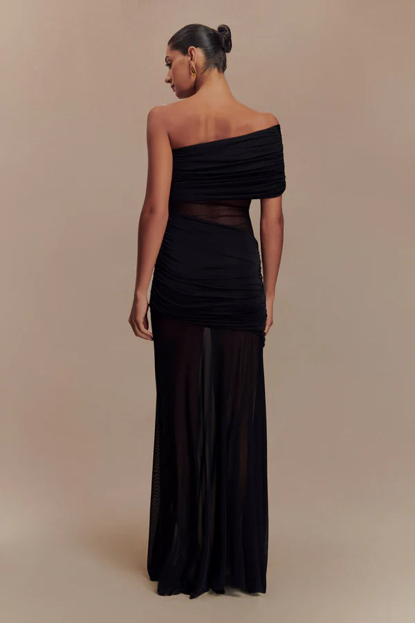 Dallas One Shoulder Mesh Maxi Dress