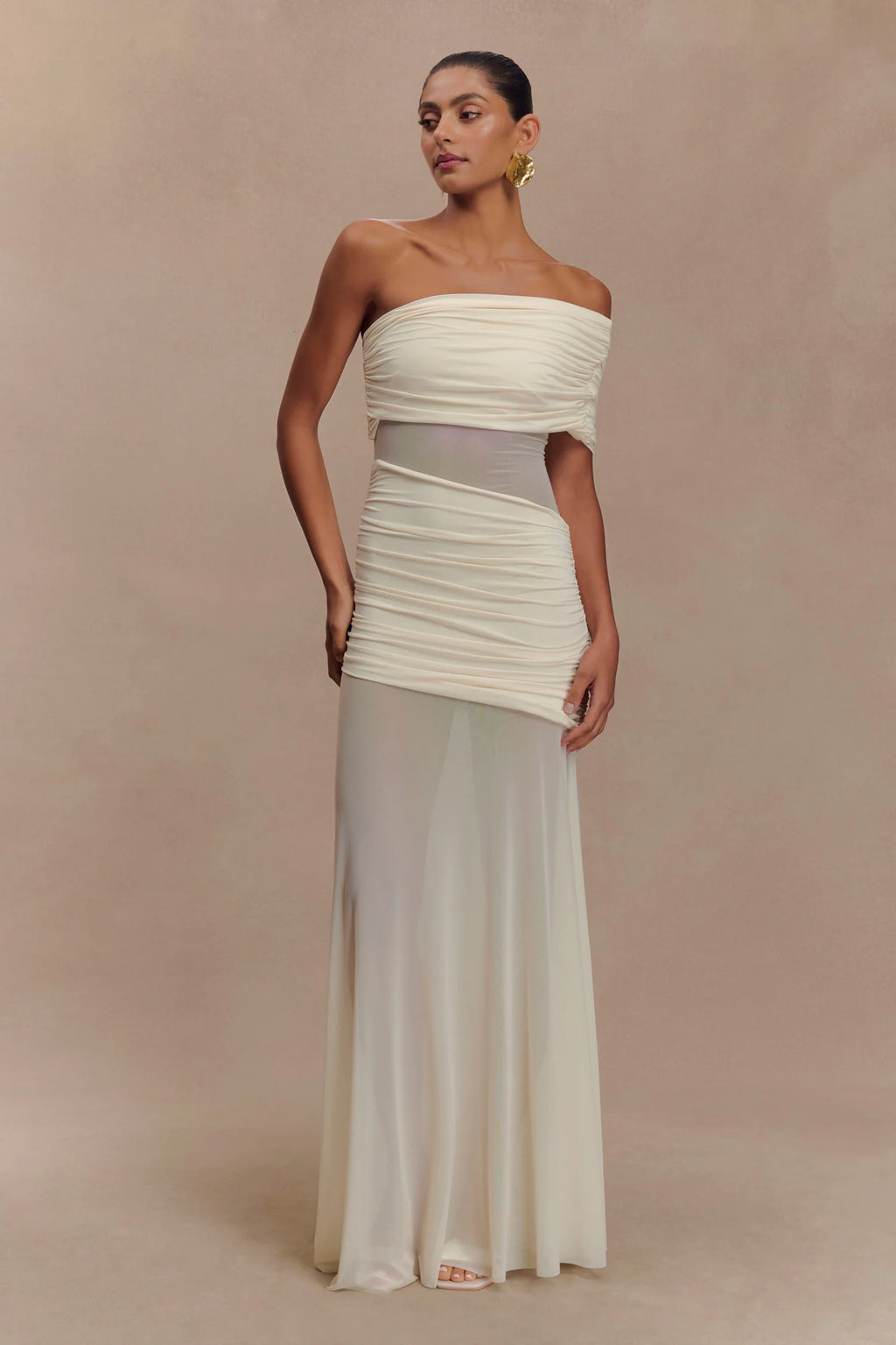 Dallas One Shoulder Mesh Maxi Dress