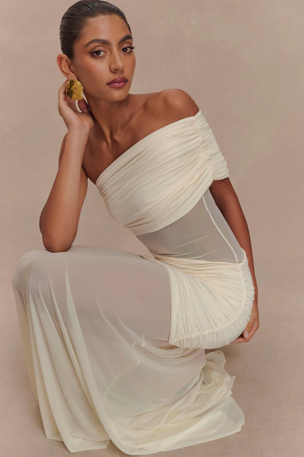Dallas One Shoulder Mesh Maxi Dress