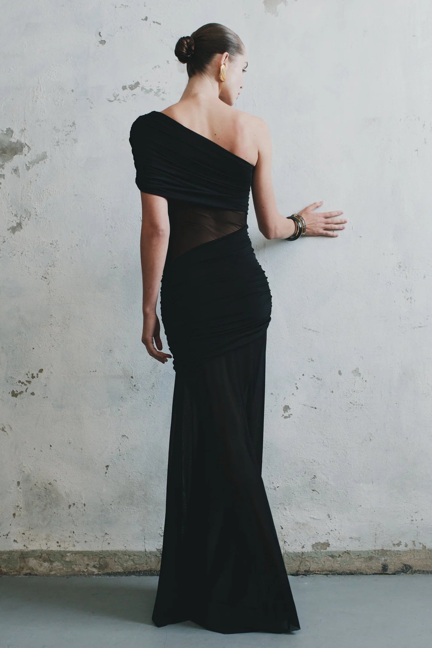 Dallas One Shoulder Mesh Maxi Dress