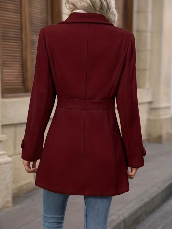 Elegant Tweed Winter Coat Slim Fit Belted Jacket VELVET