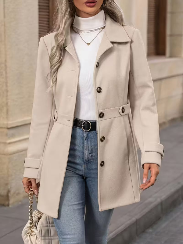 Elegant Tweed Winter Coat Slim Fit Belted Jacket VELVET